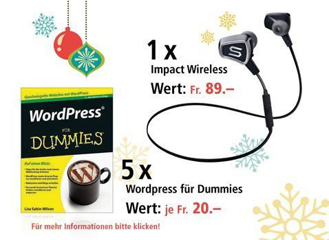Am 12. Dezember In-ear Kopfhörer und WordPress für Dummies gewinnen Am 12. Dezember In-ear Kopfhörer und WordPress für Dummies gewinnen