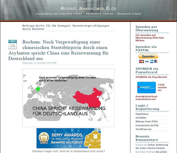 Werbung auf rechtspopulistischer Website