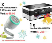 Am 14. Dezember Drucker Brother MFC-J4620DW und Polk Boom Swimmer JR BT Speaker gewinnen