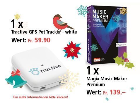 Am 21. Dezember Tractive GPS Pet Tracker und Magix Musik Maker Premium gewinnen Am 21. Dezember Tractive GPS Pet Tracker und Magix Musik Maker Premium gewinnen