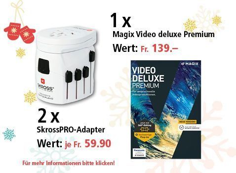 Am 22. Dezember Skross PRO Adapter und MAGIX Video deluxe Premium gewinnen 