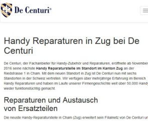 Neuer De Centuri Store im Kanton Zug 