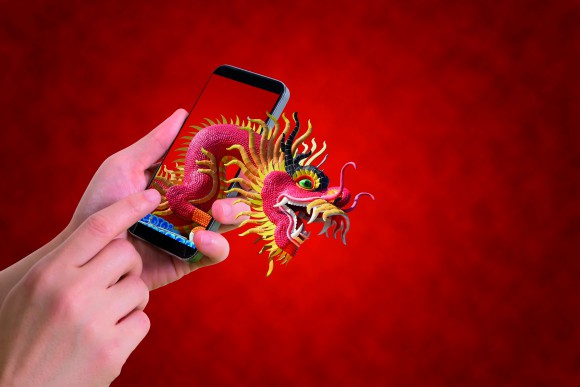 Smartphone mit Drache 