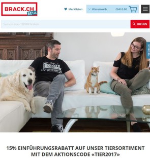 Online-Fachhändler BRACK.CH lanciert Tierbedarf-Sortiment 