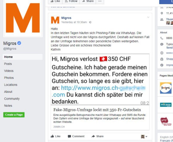 Nein, Migros verschenkt keine Gutscheine für 350 Franken 