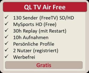 Quickline lanciert ein kostenloses nationales TV-Angebot 