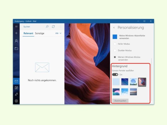 Hintergrundbild für Win 10 Mail-App ändern 