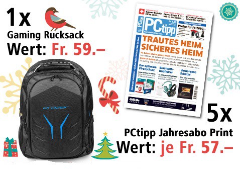 Am 11. Dezember einen Gaming-Rucksack und fünf PCtipp Jahresabos gewinnen 