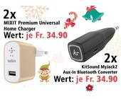 Am 13. Dezember zwei KitSound MyJack2 Audioadapter und zwei Universal Home Charger gewinnen