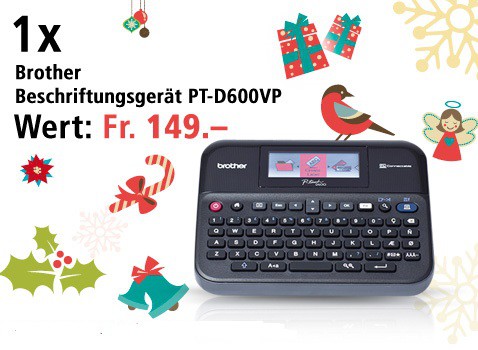 Am 17. Dezember Brother Beschriftungsgerät PT-D600VP gewinnen 