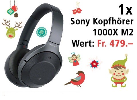Am 24. Dezember Sony WH-1000XM2 kabellose Kopfhörer mit Geräuschminimierung gewinnen 