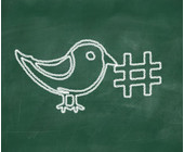 Twitter Vogel mit Hashtag