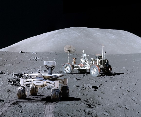 Audi Lunar Quattro besucht das LRV von Apollo 17 
