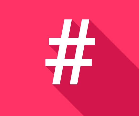 hashtag vor rosa hintergrund 