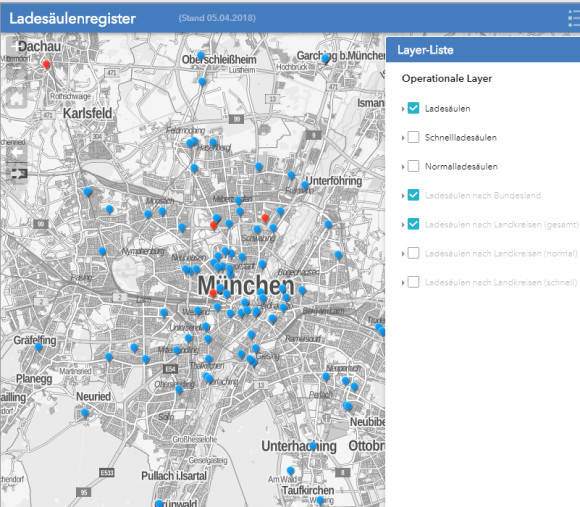 Web-Karte zeigt Ladesäulen für Elektroautos in Deutschland 