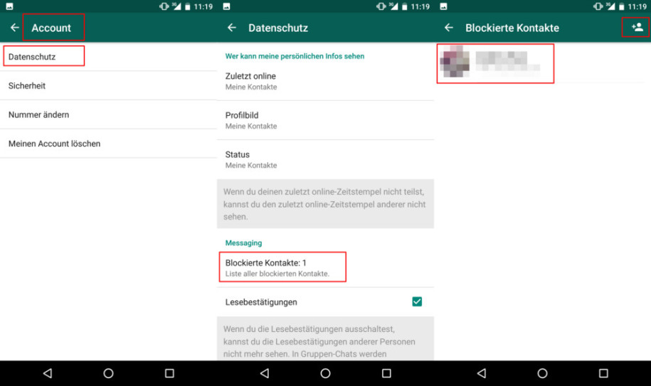 Blockierte kontakte whatsapp Blockierte Kontakte