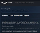 Steam wirft 2019 Windows XP und Windows Vista raus