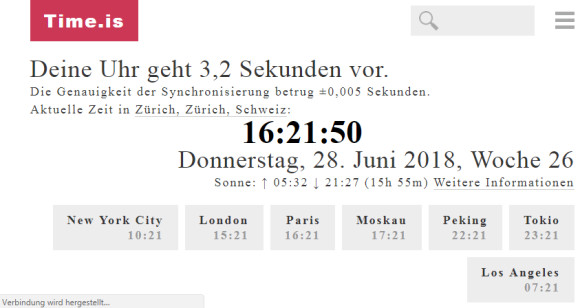 Webseite zeigt Weltzeit an 