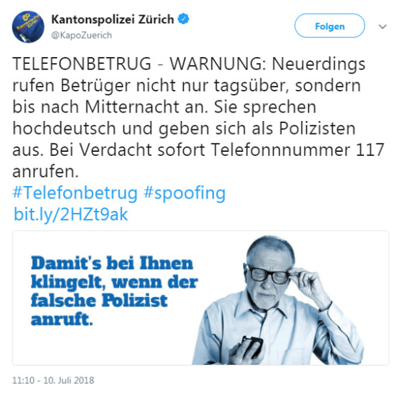 Telefonbetrüger in der Schweiz nutzen neu auch die Abendstunden 