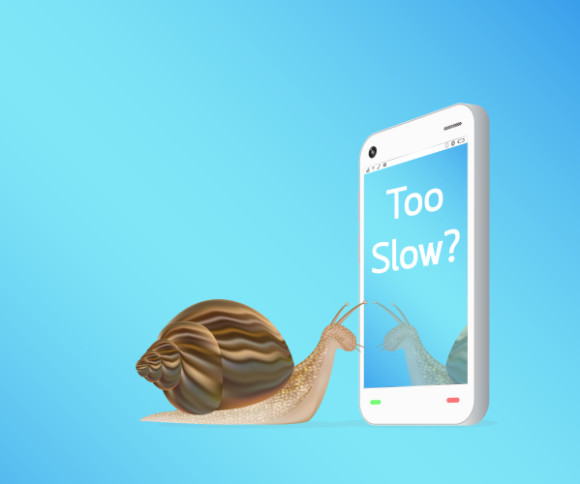 Schnecke vor dem Smartphone 