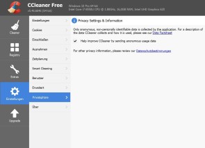 Ccleaner Privatsphäreeinstellungen