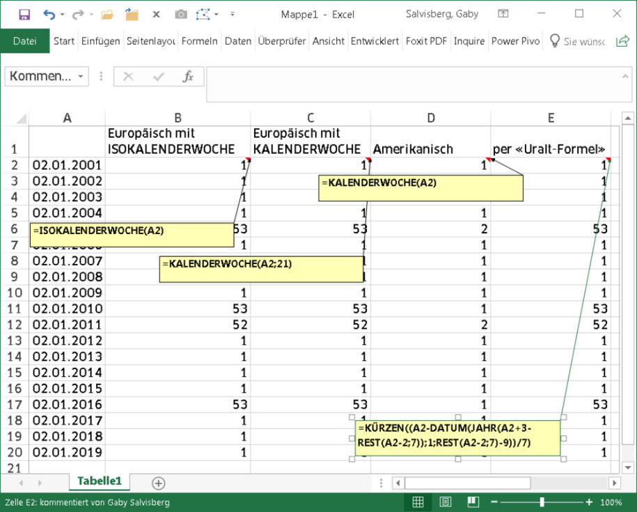 Excel: Kalenderwoche wird falsch berechnet - onlinepc.ch