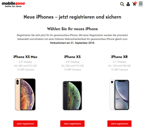 Kunden können sich bei mobilezone für die neuen iPhones registrieren 