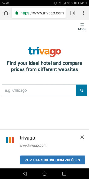 Trivago als PWA-Anbieter