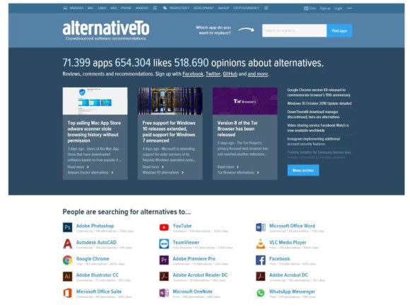App-Alternativen auf alternativeto.net finden 